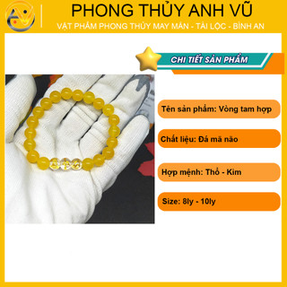 Vòng mã não vàng tam hợp thân tý thìn - size 8 10ly cho nữ mệnh kim, thổ - khai quang điểm nhãn