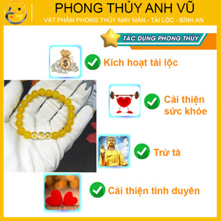 Vòng mã não vàng tam hợp thân tý thìn - size 8 10ly cho nữ mệnh kim, thổ - khai quang điểm nhãn