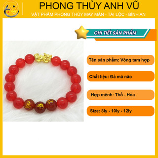 Vòng tam hợp quý nhân quý thần thân tý thìn - Vòng tay tam hợp 12 con giáp - Màu Đỏ - Size 8 10 12ly - May mắn tài lộc