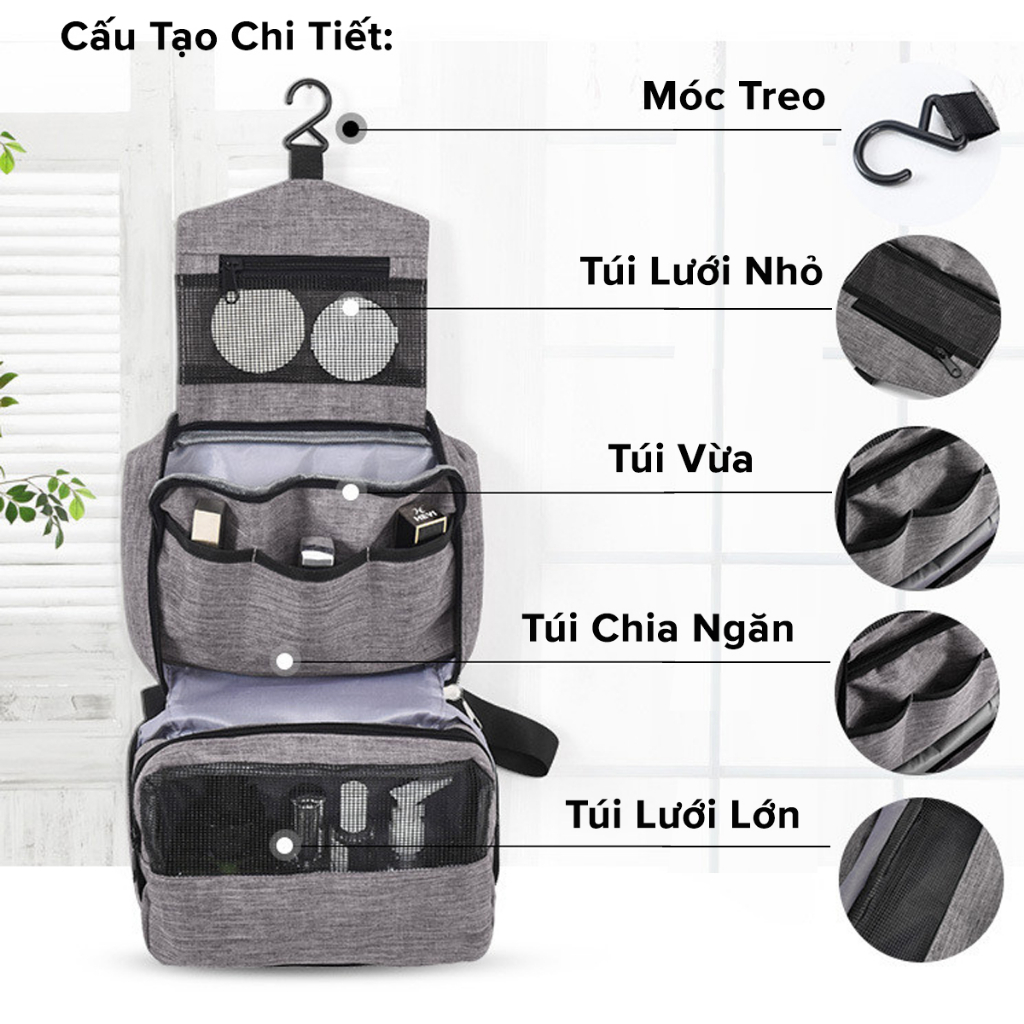 Ảnh Túi Đựng Đồ Mỹ Phẩm,  Đồ Trang Điểm, Đồ Cá Nhân Đi Du Lịch Nhiều Ngăn Chống Nước Có Quai Xách Chính Hãng Amalife 3