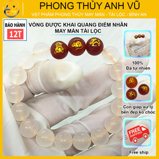 Vòng phong thủy mệnh thủy thân tý thìn chất liệu mã não trắng - size 8 10ly cho nữ - may mắn tài lộc