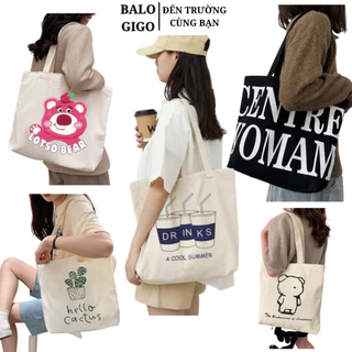Túi Tote vải canvas có khoá kéo miệng túi và ngăn nhỏ bên trong TT883 - BaloGigo