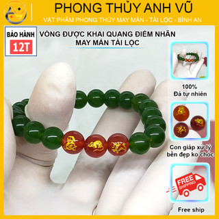 Vòng tay mã não xanh thân tý thìn đã khai quang - cho nữ mệnh mộc, mệnh hỏa - may mắn tài lộc