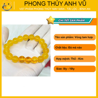 Vòng mã não vàng tam hợp thân tý thìn đã khai quang - cho nữ mệnh kim, thổ - may mắn tài lộc