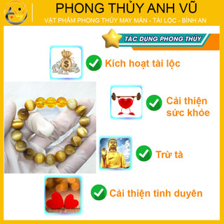 Vòng tay tam hợp quý nhân thân tý thìn chất liệu mắt hổ tự nhiên - size 8 10 12ly - may mắn tài lộc