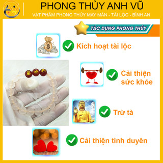 Vòng phong thủy mệnh thủy thân tý thìn chất liệu mã não trắng - size 8 10ly cho nữ - may mắn tài lộc