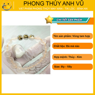 Vòng tay 12 con giáp tam hợp thân tý thìn chất liệu mã não - cho nữ mệnh thủy, kim -may mắn tài lộc
