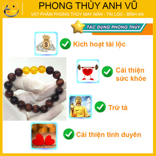 Vòng tay mắt hổ đỏ thân tý thìn đã khai quang - cho người mệnh hỏa, thổ - may mắn tài lộc