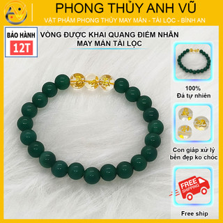 Vòng tam hợp thân tý thìn chất liệu mắt mèo xanh lục -  cho nữ mệnh hỏa, mộc - may mắn tài lộc