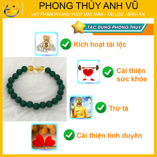 Vòng tam hợp thân tý thìn chất liệu mắt mèo xanh lục -  cho nữ mệnh hỏa, mộc - may mắn tài lộc