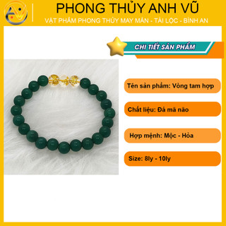Vòng tam hợp thân tý thìn chất liệu mắt mèo xanh lục -  cho nữ mệnh hỏa, mộc - may mắn tài lộc
