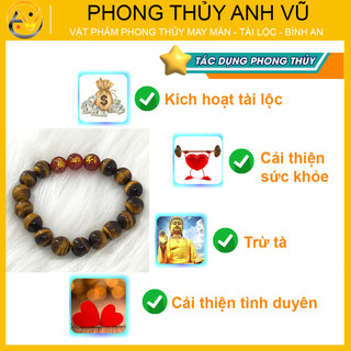 Vòng tam hợp thân tý thìn - Chất liệu mắt hổ vàng - khai quang điểm nhãn - may mắn tài lộc