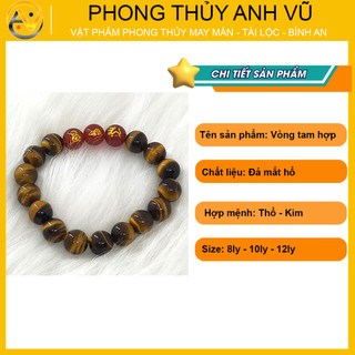 Vòng tam hợp thân tý thìn - Chất liệu mắt hổ vàng - khai quang điểm nhãn - may mắn tài lộc