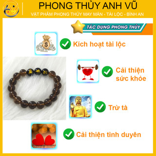 Vòng tam hợp thân tý thìn chất liệu thạch anh đen khói - size 8 10 12ly - may mắn tài lộc