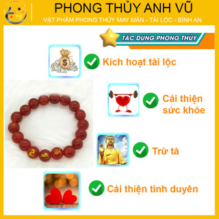 Vòng tam hợp quý thần thân tý thìn chất liệu mã não đỏ - size 8 10 12ly - may mắn tài lộc