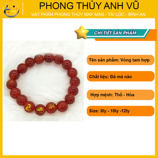 Vòng tam hợp quý thần thân tý thìn chất liệu mã não đỏ - size 8 10 12ly - may mắn tài lộc