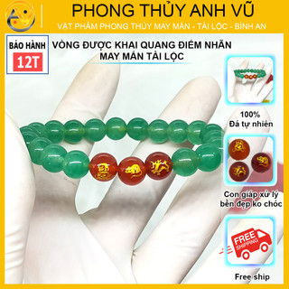 Vòng tam hợp thân tý thìn chất liệu mã não tự nhiên - size 8 10ly - có khai quang điểm nhãn tài lộc