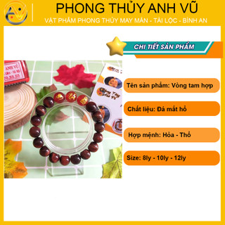 Vòng phong thủy mệnh hỏa thân tý thìn mắt hổ đã khai quang điểm nhãn - 8 10 12ly - may mắn tài lộc