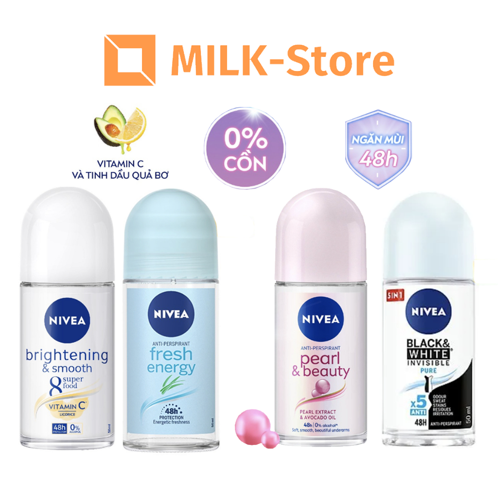 Lăn Ngăn Mùi Nữ NIVEA Dưỡng Sáng | Mờ Thâm | Se Khít Lỗ Chân Lông (50 ml)