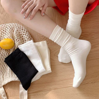 Set 10 đôi tất trơn pastel cổ cao chất mềm mịn hàng Quảng Châu