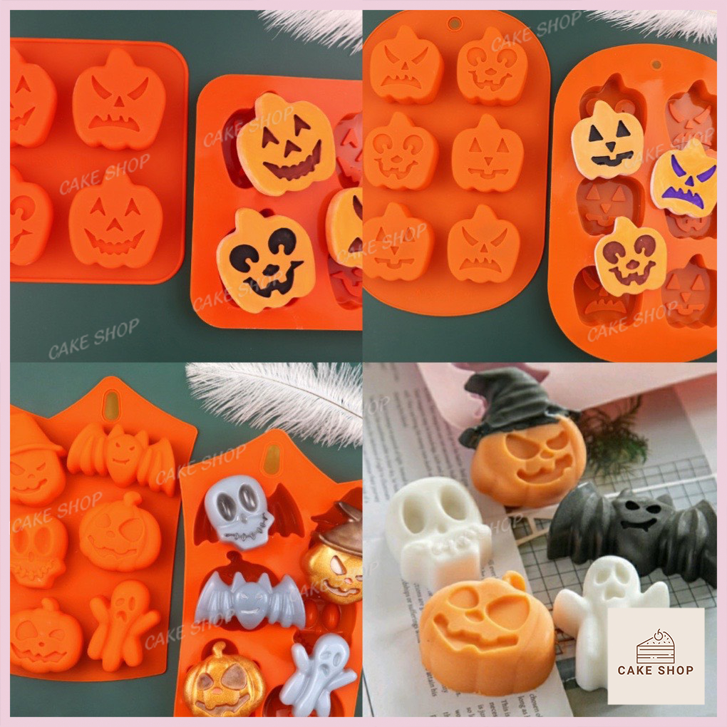 Khuôn Silicon Halloween, Bí Ngô, Người Dơi Làm Bánh, Socola, Thạch Rau ...