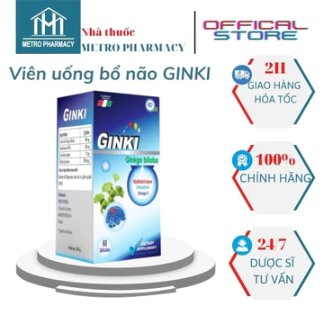 Viên uống bổ não GINKI-Nhập khẩu Pháp-Tăng cường tuần hoàn não, hỗ trợ sau tai biến mạch máu não-Giảm hoa mắt chóng mặt