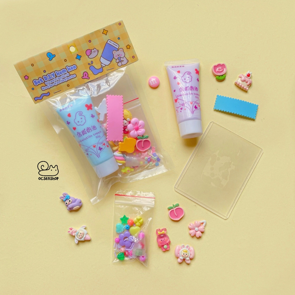 [Có sẵn] Set DIY trang trí Kẹp tóc, Toploader tự làm (Giao ngẫu nhiêu màu kem keo và charm)