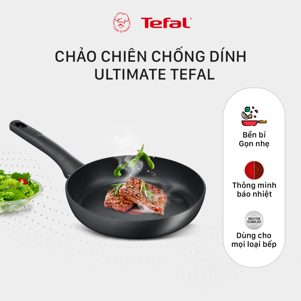 Chảo chống dính Tefal Ultimate nhập khẩu từ Pháp dùng cho bếp từ 20cm/24cm/26cm/28cm - Bảo hành 2 năm