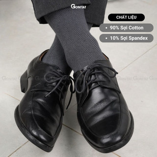 Tất giày tây nam cổ cao GOMTAT mẫu sọc xương cá, chất liệu cotton cao cấp, thoáng mát êm chân - STA-MIX14-1DOI