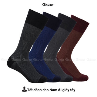 Tất giày tây nam cổ cao GOMTAT mẫu sọc xương cá, chất liệu cotton cao cấp, thoáng mát êm chân - STA-MIX14-1DOI