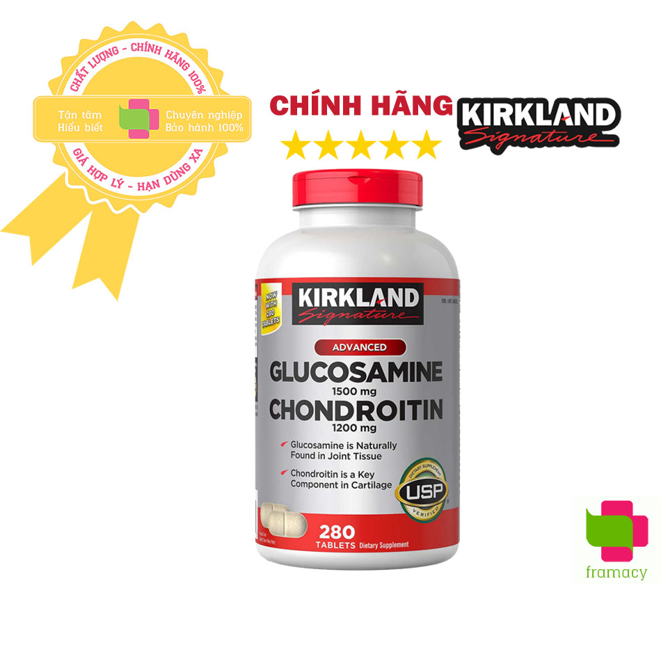 Viên uống Kirkland Glucosamine 1500mg & Chondroitin 1200mg, Mỹ (280v