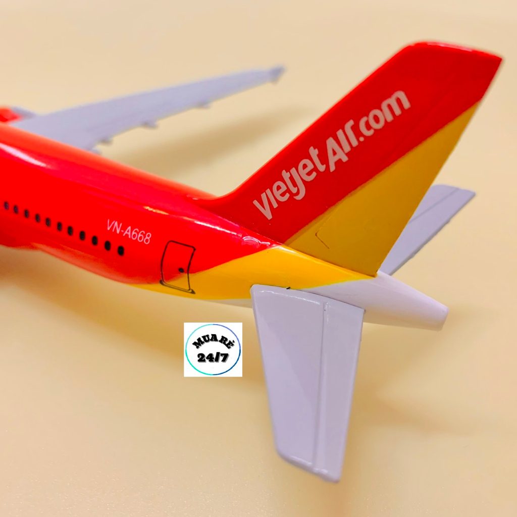 Mô hình máy bay Vietjet 20cm có bánh loại 1 chuẩn đẹp