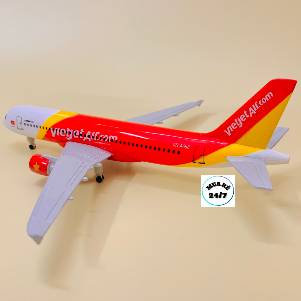 Mô hình máy bay Vietjet 20cm có bánh loại 1 chuẩn đẹp