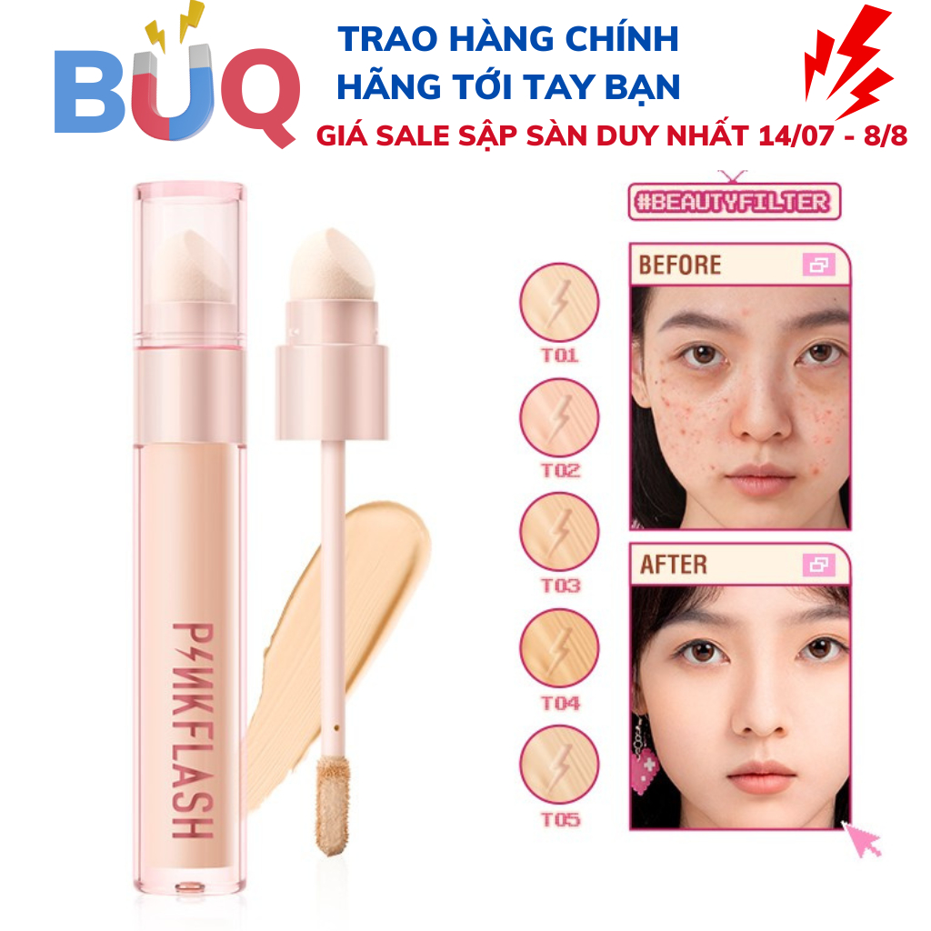 Kem Che Khuyết Điểm PINKFLASH HD Dạng Lỏng Không Vón Cục Với 5 Sắc Tố ...