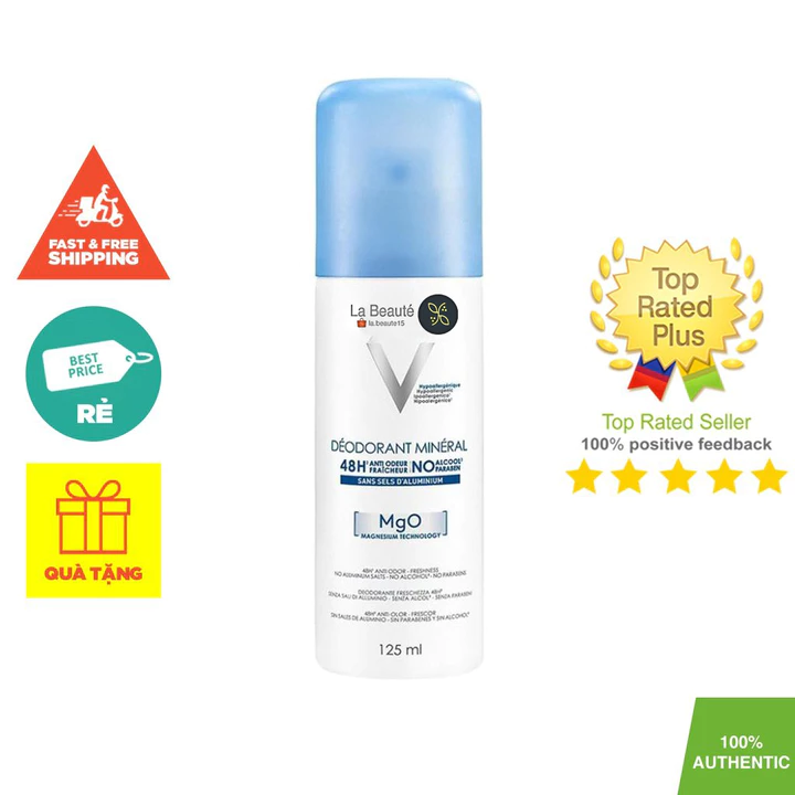 Vichy Déodorant Minéral 48H MgO - Xịt Khử Mùi Giàu Khoáng Vichy 125ml