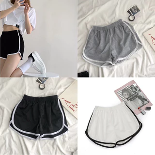 [ RẺ VÔ ĐỊCH] Quần đùi viền đen thiết kế 3 sọc viền thể thao bên hông co giãn thoải mái thich hợp mặc nhà, tập gym. ae