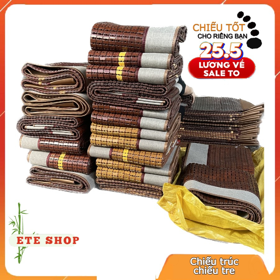 Chiếu trúc vàng nhạt, gold, nâu, chiếu tre loại dày, bóng, bền sạch, giao hỏa tốc