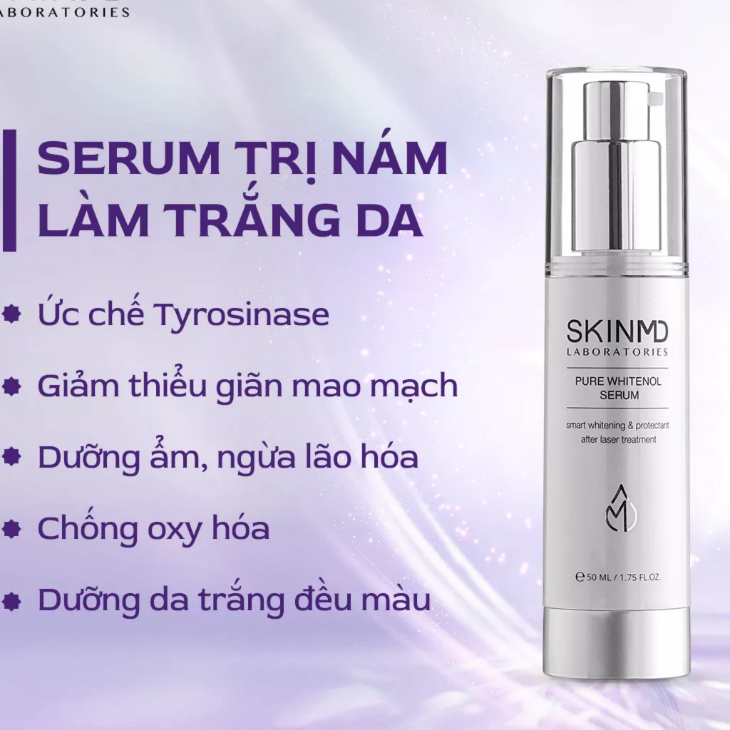 Ảnh Serum mờ nám tàn nhang SkinMD Pure Whitenol Serum 50ml trắng đều màu da 4