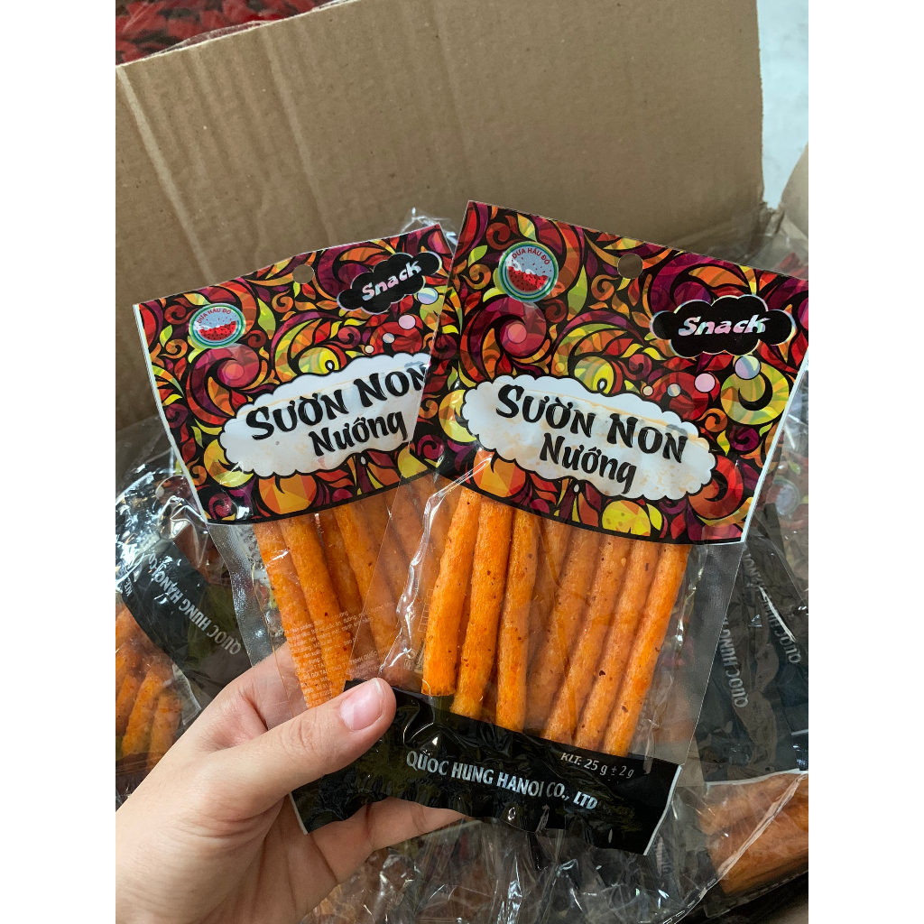 Snack Sườn Non Nướng Gói 26g - Snack Que Cay Dai Đậm Vị, Đồ Ăn Vặt Cổng Trường