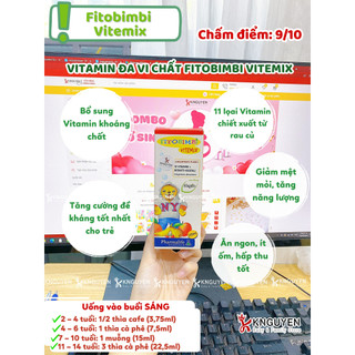 FITOBIMBI VITEMIX BỔ XUNG VITAMIN TỔNG HỢP VÀ KHOÁNG CHẤT CHO BÉ | NHẬP KHẨU CHÍNH HÃNG ITALY