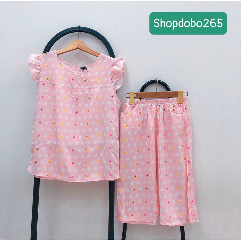 Đồ bộ nữ,đồ ngủ mặc nhà lửng tay cánh tiên vải lanh mềm, mát BL 172 hoạ tiết dễ thương size 45-70kg.