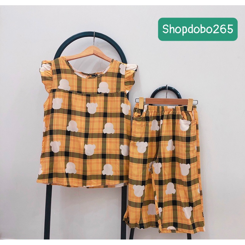 Đồ bộ nữ,đồ ngủ mặc nhà lửng tay cánh tiên vải lanh mềm, mát BL 172 hoạ tiết dễ thương size 45-70kg.