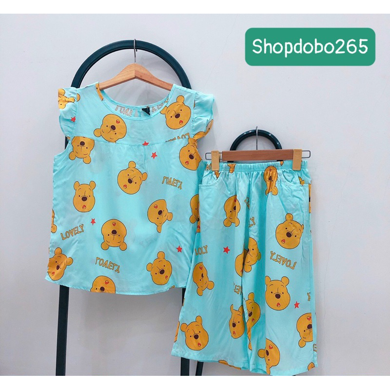 Đồ bộ nữ,đồ ngủ mặc nhà lửng tay cánh tiên vải lanh mềm, mát BL 172 hoạ tiết dễ thương size 45-70kg.