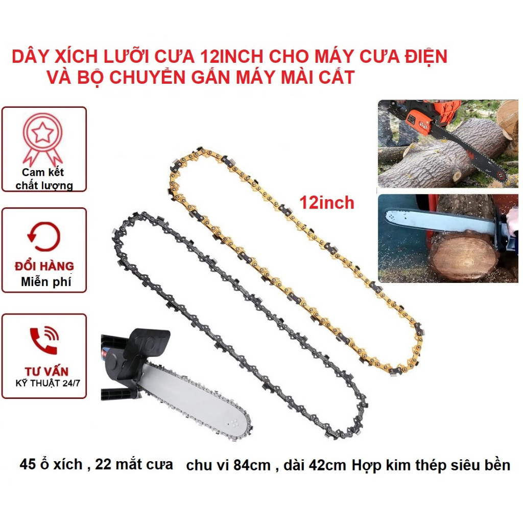 Dây Xích Lưỡi Cưa Của Bộ Cưa Xích Gắn Máy Mài Chainsaw 11-12 Inch, Sên ...