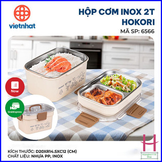 Hộp cơm inox giữ nhiệt cao cấp 2 tầng Việt Nhật Hokori 6566 { H }