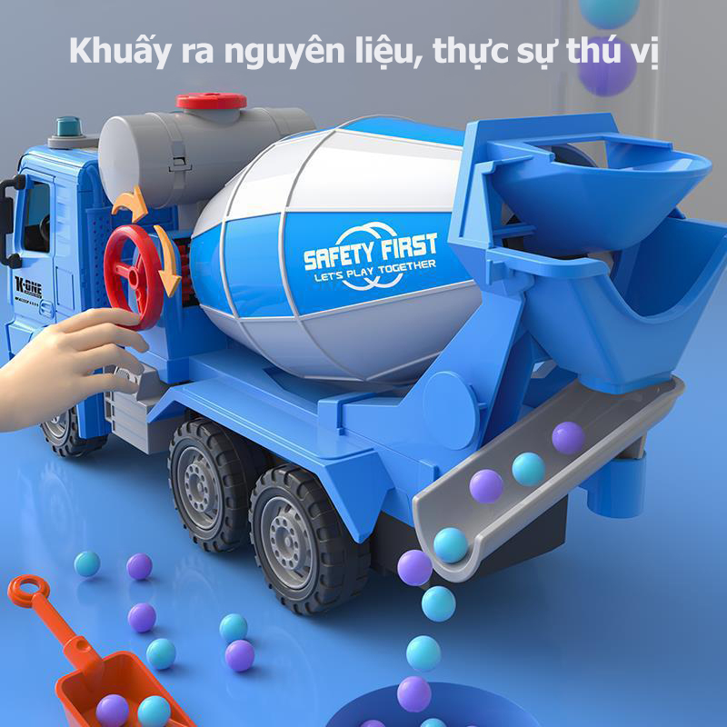 Xe đồ chơi cho bé trai,xe trộn bê tông, xe công trình đồ chơi ( không kèm bi )