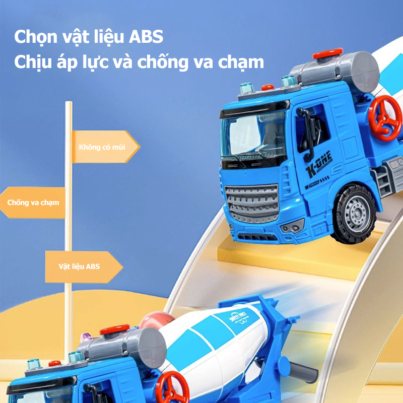 Xe đồ chơi cho bé trai,xe trộn bê tông, xe công trình đồ chơi ( không kèm bi )