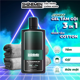 Combo Sữa Tắm Gội và Rửa mặt 3 in 1 SHINEMEN cho nam hương nước hoa MINT-MAN 300ml & Khăn tắm Cotton