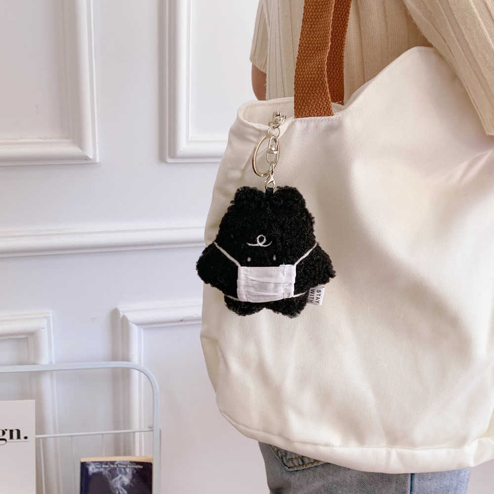 Móc Khóa Gấu Bông Đeo Khẩu Trang Dễ Thương Đủ Màu