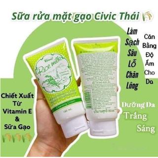 Sữa rửa mặt gạo Civic Rice Milk Thái Lan 180ml Sữa Rửa Mặt Trắng Da Hàng Chính Hãng Nội Địa Thái Lan